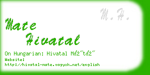 mate hivatal business card